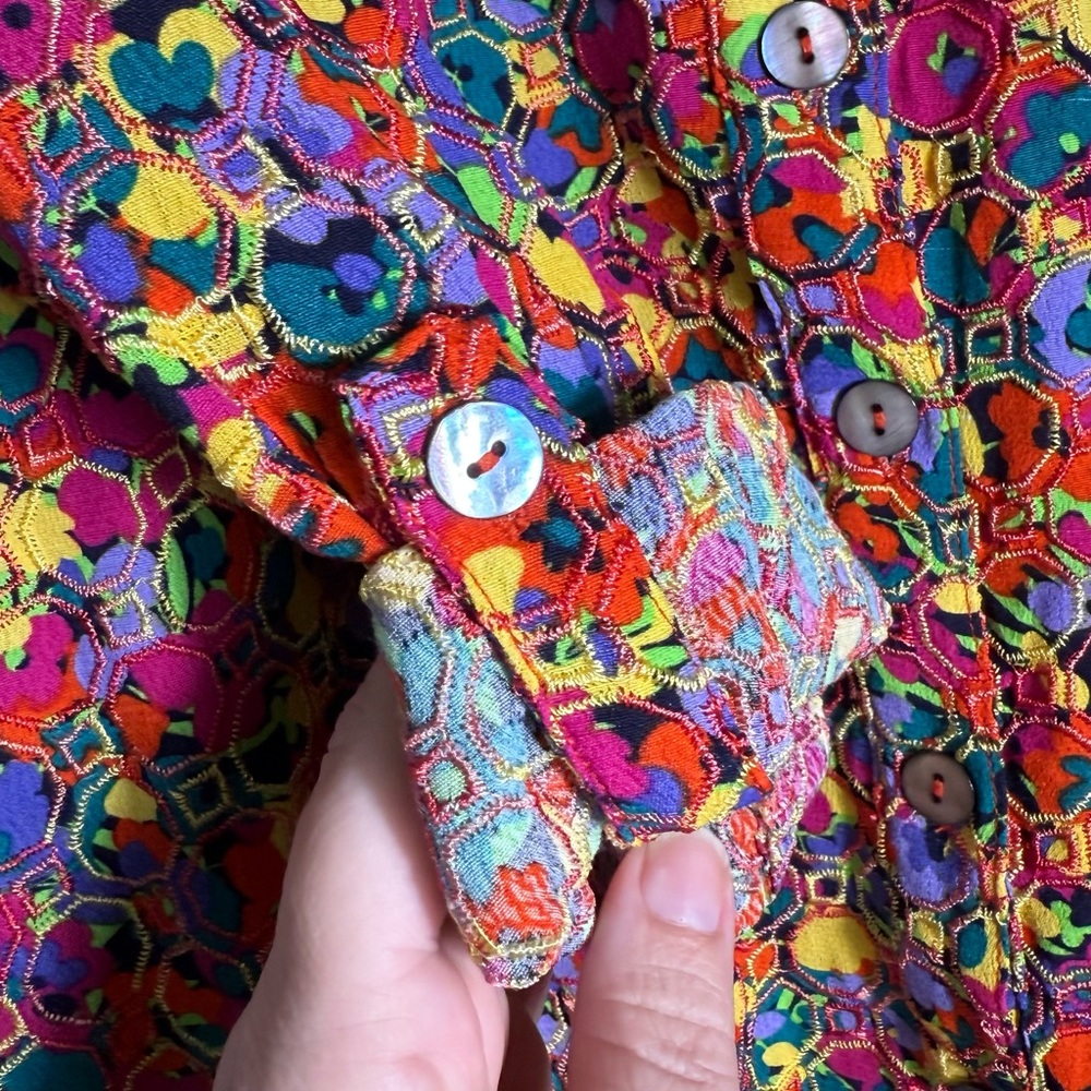 John Mark Embroidered‎ Button Front Blouse PL Pet… - image 4